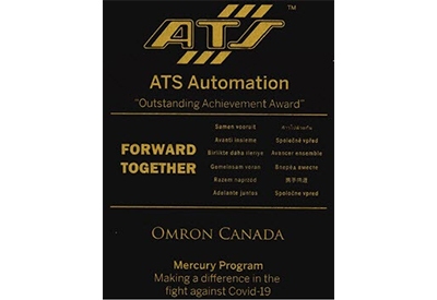 Omron Receives “Outstanding Achievement Award” From ATS Automation for Valued Support Throughout Automated COVID-19 Testing Project