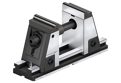 Slim 5-Axis Vise With Tool-Free Jaw Quick-Change and Active Jaw Pull-Down for Precise Machining of the Sixth Side